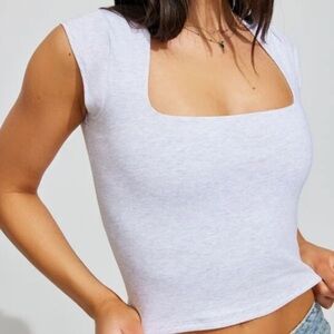 Garage Portia Square Neckline Tee in Gray